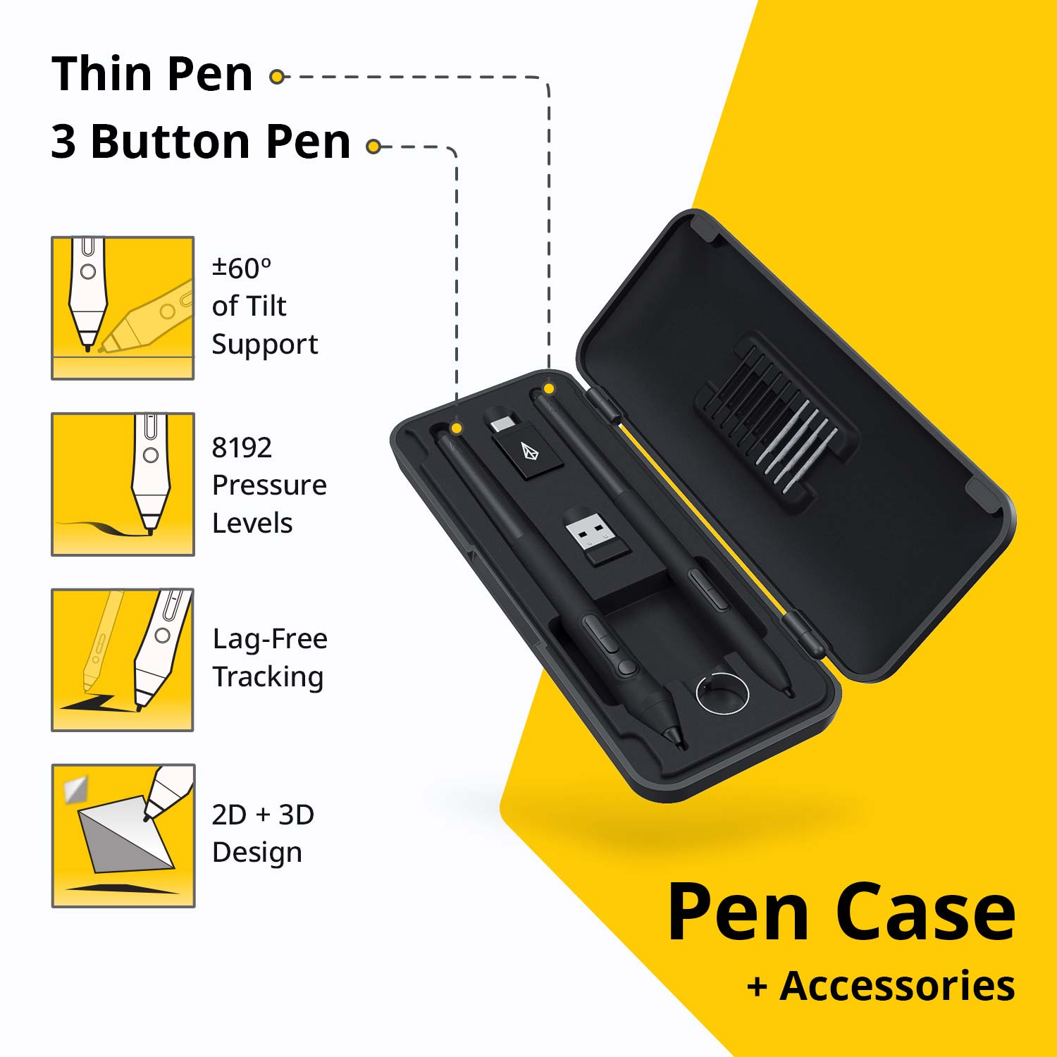  XENCELABS, Graphic Tablet Small, Wireless Drawing Tablet with 2  Battery-Free Digital Pens and Quick Keys : Electronics