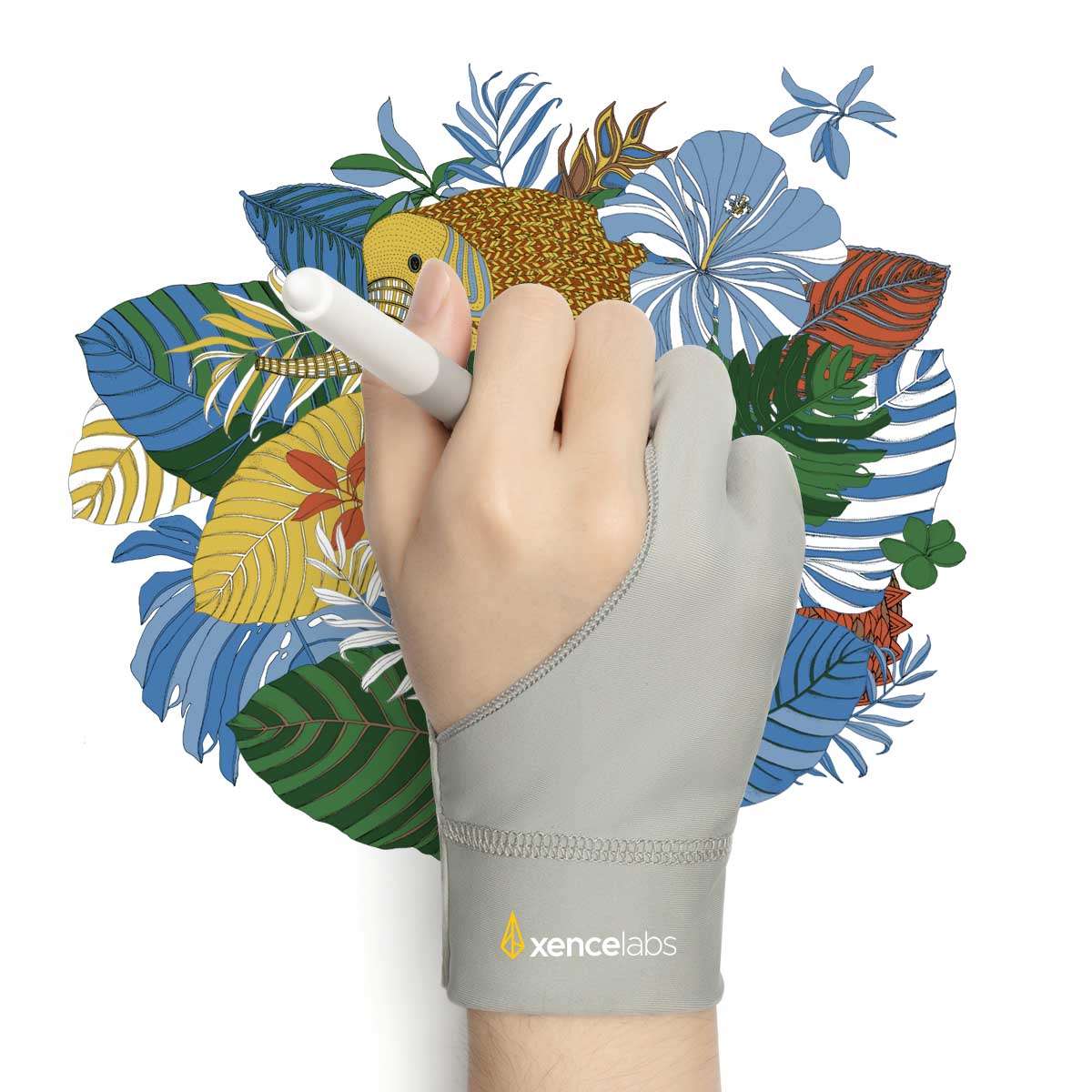 Black Two-Finger Painting Gloves Digital Tablet Special Writing Drawing  Gloves,Large